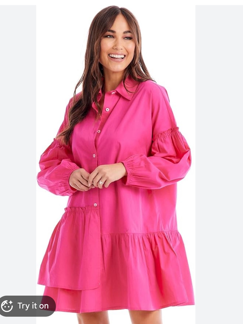 NWT Mud Pie Women's Mary Ruffle Dress features a bright pink color
